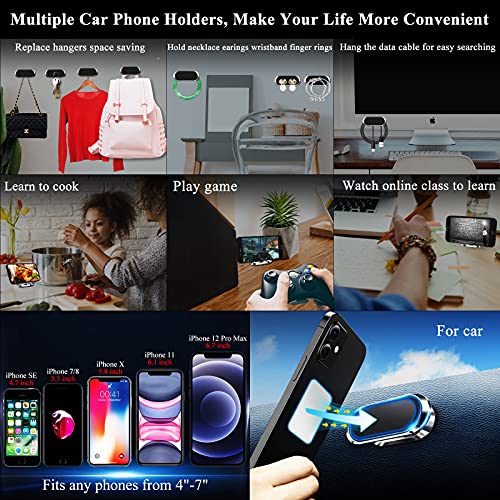 Qianyou 2 Packs Magnetic Car Phone Holder, 360° Rotation Magnets Cell Phone Mount, Universal Mobile Phone Holders for Cars Dashboard for iPhone 13 12 11 XS 8 Plus, for Samsung S20 S10, Black+Black