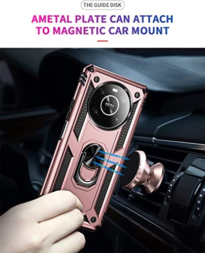 PIXFAB For Honor Magic 4 Lite 4G / 5G Case, Shockproof Case, Protective Ring Armour Phone Cover with [Kickstand], Dual Layer Shock Absorption, Phone Case For Honor Magic 4 Lite - Rose Gold