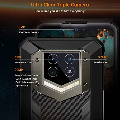 15600mAh Rugged Smartphone, OUKITEL WP15S (2022) Rugged Phones Android 11, 6.52 inch IP68 Waterproof Unlocked Mobile Phones 4G Dual SIM, 20MP + 8MP Camera, 4GB + 64GB / 2TB Extension, NFC, GPS, Black