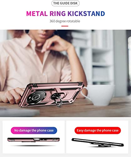 PIXFAB For Honor Magic 4 Lite 4G / 5G Case, Shockproof Case, Protective Ring Armour Phone Cover with [Kickstand], Dual Layer Shock Absorption, Phone Case For Honor Magic 4 Lite - Rose Gold