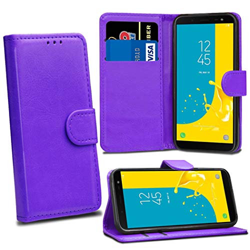 Samsung Galaxy J6 2018 J600F Cases - Purple Premium Wallet Leather Flip Case Cover For Samsung Galaxy J6 2018 [Card Holder] [Magnetic Closure]