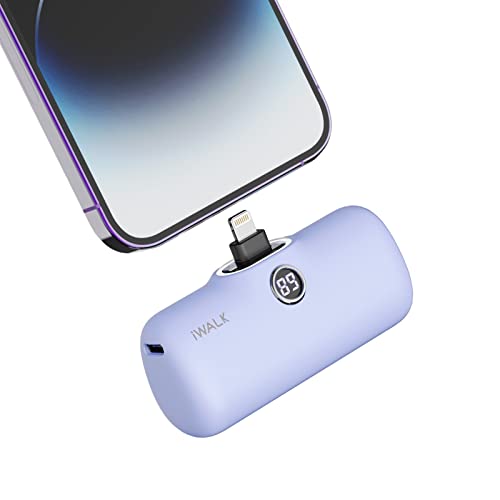 iWALK Portable Charger 4800mAh Power Bank Small and Cute Battery Pack PD Fast Charging power bank Compatible with iPhone 14/14 Plus/14 Pro/14 Pro Max/13/12/11 /XS/XR/X/8/7/6/Plus and More,Purple