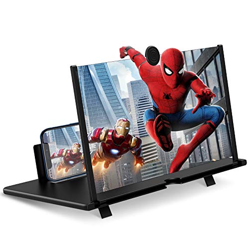 12‘’ Screen Magnifier for Cell Phone Ultra-Clear Mobile Phone Magnifier Projector Screen for Movies and Videos. Easy to Use and Compatible with All SmartPhones