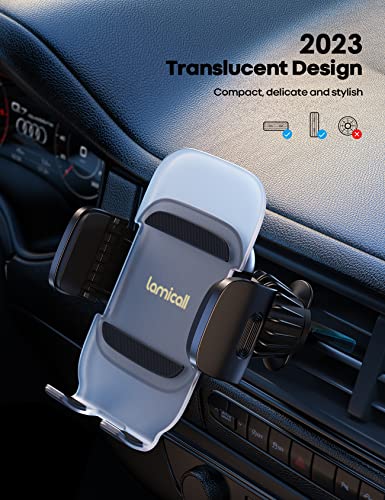 Lamicall Car Phone Holder Vent - [Translucent Design] Universal Car Phone Mount with Metal Hook, Air Vent Mobile Phone Holder Car for iPhone 14 13 12 11 Pro Max Plus Mini, Samsung S23, 4-7” Cellphone