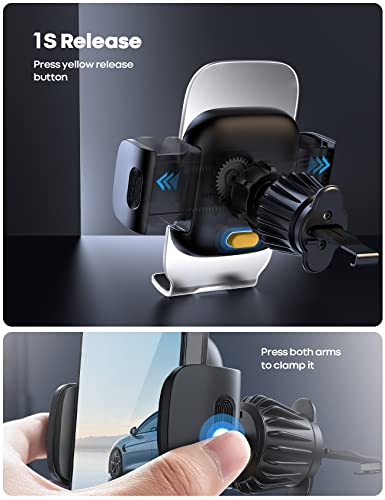 Lamicall Car Phone Holder Vent - [Translucent Design] Universal Car Phone Mount with Metal Hook, Air Vent Mobile Phone Holder Car for iPhone 14 13 12 11 Pro Max Plus Mini, Samsung S23, 4-7” Cellphone