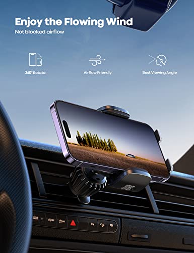 Lamicall Car Phone Holder Vent - [Translucent Design] Universal Car Phone Mount with Metal Hook, Air Vent Mobile Phone Holder Car for iPhone 14 13 12 11 Pro Max Plus Mini, Samsung S23, 4-7” Cellphone
