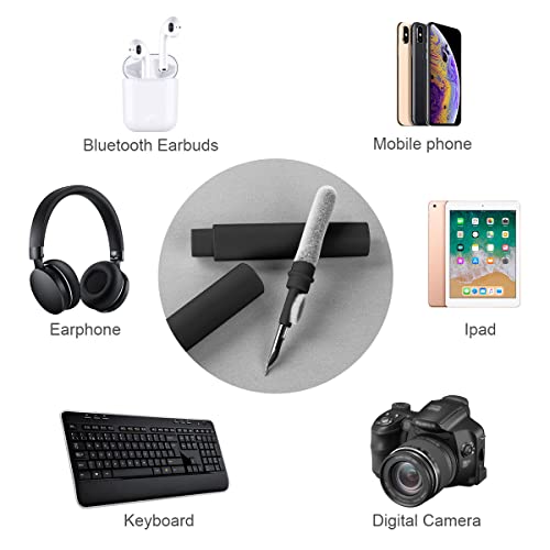 Vicloon Wireless Earbuds Clean Pen, Cleaning Pen Electronics Cleaning Brush Earphones Cleaner Accessories, Multifunctional Earphone Cleaning Kit for Dust Removal Earbuds Mobile Phone（Black）