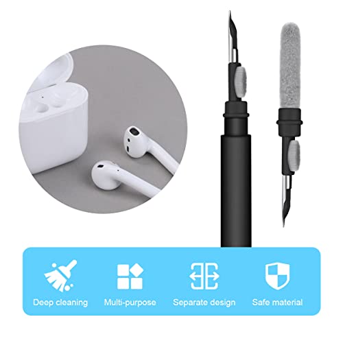 Vicloon Wireless Earbuds Clean Pen, Cleaning Pen Electronics Cleaning Brush Earphones Cleaner Accessories, Multifunctional Earphone Cleaning Kit for Dust Removal Earbuds Mobile Phone（Black）