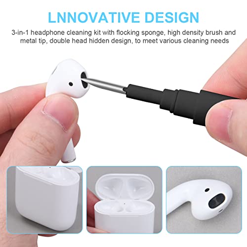 Vicloon Wireless Earbuds Clean Pen, Cleaning Pen Electronics Cleaning Brush Earphones Cleaner Accessories, Multifunctional Earphone Cleaning Kit for Dust Removal Earbuds Mobile Phone（Black）