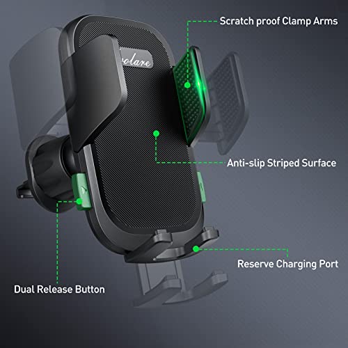 Avolare Car Phone Holder, Upgraded Car Phone Mount, 360° Rotation Air Vent Mobile Phone Holder for Car, Adjustable Hook Clip Car Vent Phone Holder for iPhone 13/12/11 Samsung 4.0 to 7 inches Phones