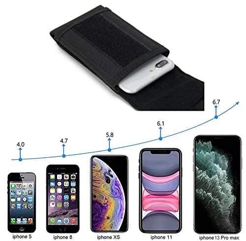 Universal Tactical Cell Phone Holsters Cell Phone Pouch Belt Holder EDC Security Pack Carry Accessory Kit Waist Bag Case Compatible with iPhone 12,12 Pro,11,11 Pro,13,13 Pro, XR X 6 7 8 Plus