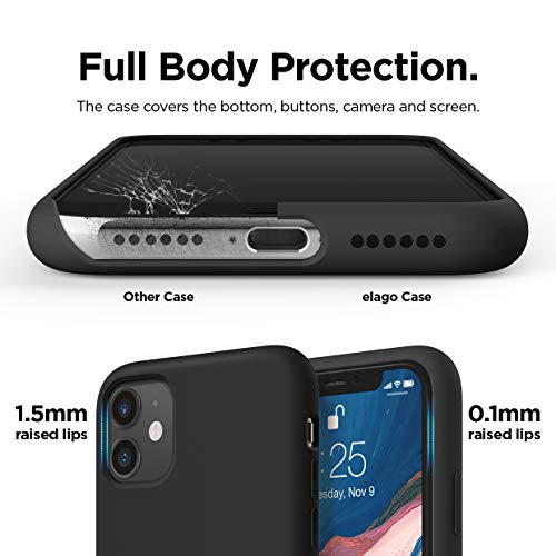 elago Liquid Silicone Case Compatible with iPhone 11 case (6.1 inches), Silicone Mobile Phone Case, All-round Protection: 3-layer Protective Case, Raised Edge for Screen and Camera (Black)