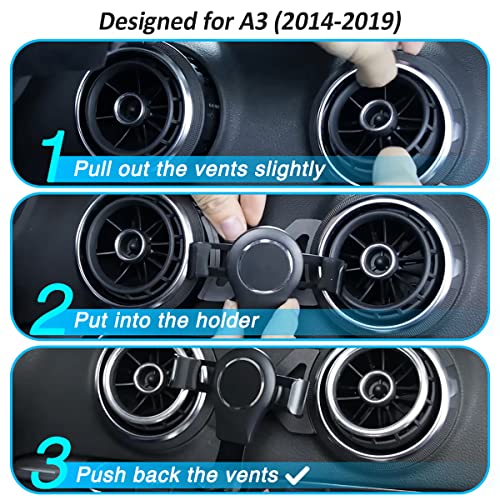 AYADA Phone Holder for A3 8V, Phone Mount Cell Phone Holder Gravity Auto Lock Aluminum Alloy Stable Easy to Install S3 Sportback Hatchback Cabriolet 2013 2014 2015 2016 2017 2018 2019 Accessories