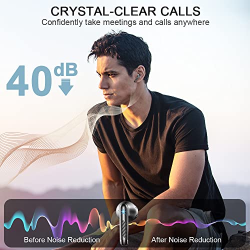 Wireless Earbuds, Bluetooth 5.3 Headphones Mini Wireless Headphones In Ear with ENC Noise Cancelling Mic, 42H Bluetooth Earbuds with HiFi Stereo Bluetooth Earphones Sport IP7 Waterproof, LED Display