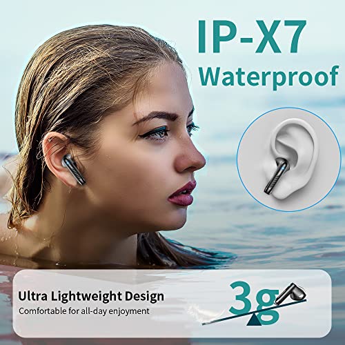 Wireless Earbuds, Bluetooth 5.3 Headphones Mini Wireless Headphones In Ear with ENC Noise Cancelling Mic, 42H Bluetooth Earbuds with HiFi Stereo Bluetooth Earphones Sport IP7 Waterproof, LED Display