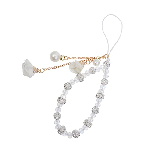 Hemobllo Cell Phone Strap Charm Rhinestone Beaded Phone Straps Crystal Flower Pendant Charm Phone Lanyard Phone Accessories for Backpack Smart Phone Camera Purse (Random Color)