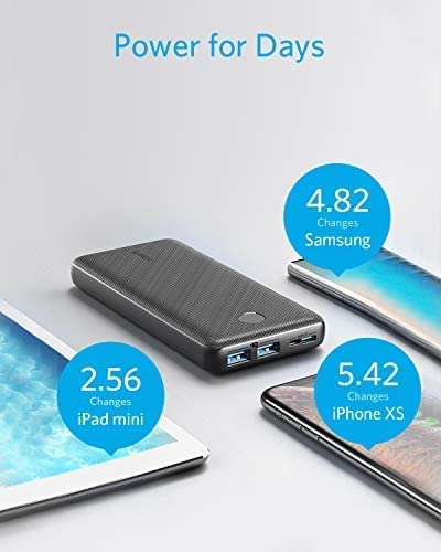 Anker Power Bank, 325 Portable Charger (PowerCore Essential 20K) 20000mAh Battery Pack with High-Speed PowerIQ Technology and USB-C (Input Only) for iPhone, Samsung Galaxy, and More