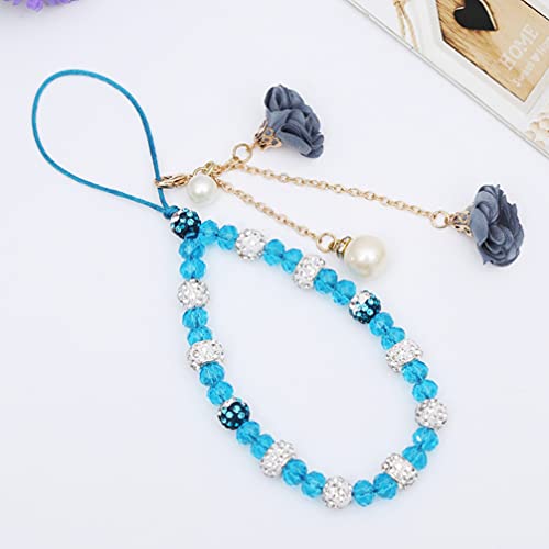 Hemobllo Cell Phone Strap Charm Rhinestone Beaded Phone Straps Crystal Flower Pendant Charm Phone Lanyard Phone Accessories for Backpack Smart Phone Camera Purse (Random Color)
