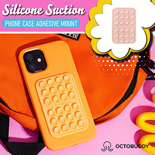 || OCTOBUDDY || Silicone Suction Phone Case Adhesive Mount || (iPhone and Android Cellphone case Compatible, Hands-Free Mobile Accessory Holder for Selfies and Videos) Fidget Toy (Marigold)