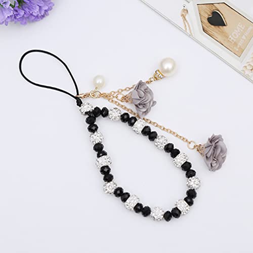 Hemobllo Cell Phone Strap Charm Rhinestone Beaded Phone Straps Crystal Flower Pendant Charm Phone Lanyard Phone Accessories for Backpack Smart Phone Camera Purse (Random Color)