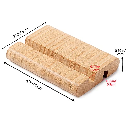 FadyDail Bamboo Tablet Stand Wooden Mobile Phone Stand for Desktop, Wood Tablet Holder Desk Cell Phone Holder Mobile Stand for iPhone iPad Tablets and All Phones (Large Size)