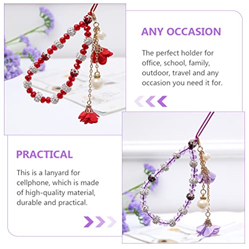 Hemobllo Cell Phone Strap Charm Rhinestone Beaded Phone Straps Crystal Flower Pendant Charm Phone Lanyard Phone Accessories for Backpack Smart Phone Camera Purse (Random Color)