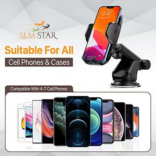 SLM Star Car Phone Holder - 360° View Shock Proof Ultra Strong Suction and Easy Adjustable Mounting on Dashboard, Windscreen, Air Vent for Smartphones