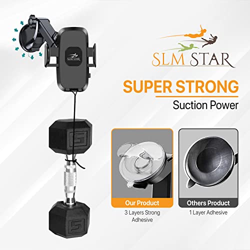 SLM Star Car Phone Holder - 360° View Shock Proof Ultra Strong Suction and Easy Adjustable Mounting on Dashboard, Windscreen, Air Vent for Smartphones
