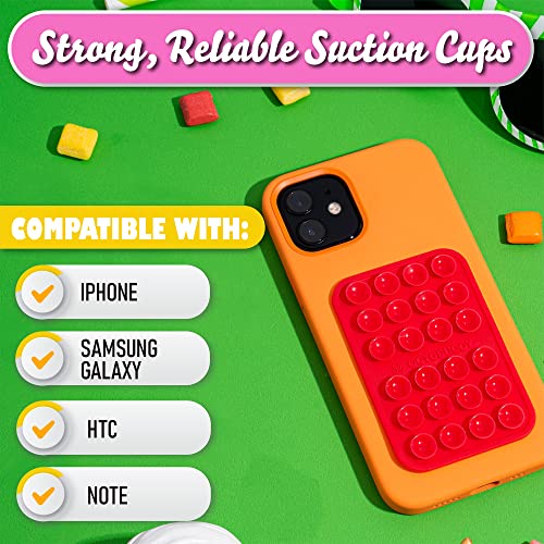 || OCTOBUDDY || Silicone Suction Phone Case Adhesive Mount || (iPhone and Android Cellphone case Compatible, Hands-Free Mobile Accessory Holder for Selfies and Videos) Fidget Toy (Marigold)
