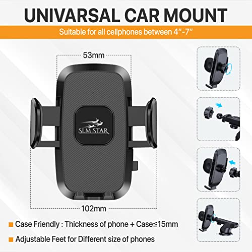 SLM Star Car Phone Holder - 360° View Shock Proof Ultra Strong Suction and Easy Adjustable Mounting on Dashboard, Windscreen, Air Vent for Smartphones