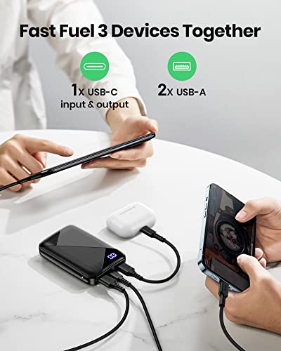 Portable Charger, EAFU Small Power Bank 10000mAh Fast Charging 3A, Powerbank USB C (In & Output) Phone Battery Pack for iPhone 14 13 12 11 X Pro Max Samsung Galaxy S21 Huawei Xiaomi AirPods Smartwatch