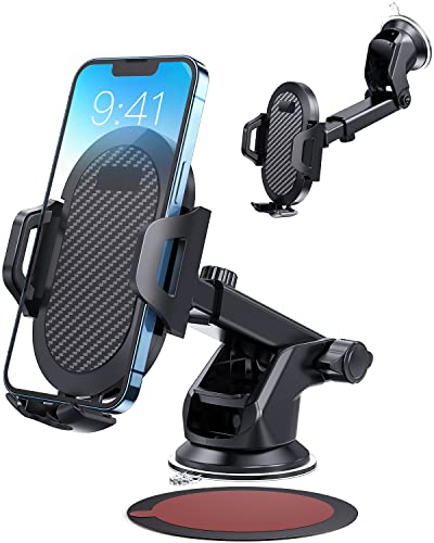 ANCOOLE Car Phone Holder [Strong Suction Cup] Long Arm for Car Windshield Dashboard, Compatible with iPhone 14/13/12/11, Samsung Galaxy S21 and More