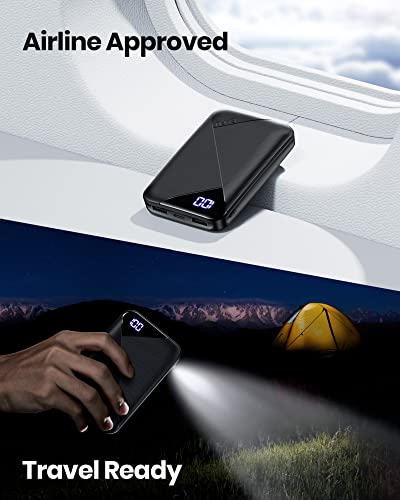 Portable Charger, EAFU Small Power Bank 10000mAh Fast Charging 3A, Powerbank USB C (In & Output) Phone Battery Pack for iPhone 14 13 12 11 X Pro Max Samsung Galaxy S21 Huawei Xiaomi AirPods Smartwatch