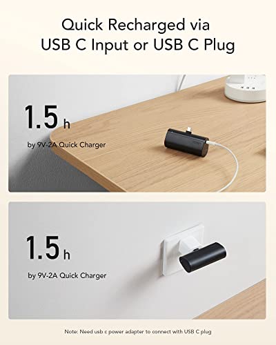 VEGER 5000mAh Mini Power Bank,20W Fast Charging Portable Charger USB C Battery Pack Compatible with USB C Phones Samsung Huawei Pixel and More,Black