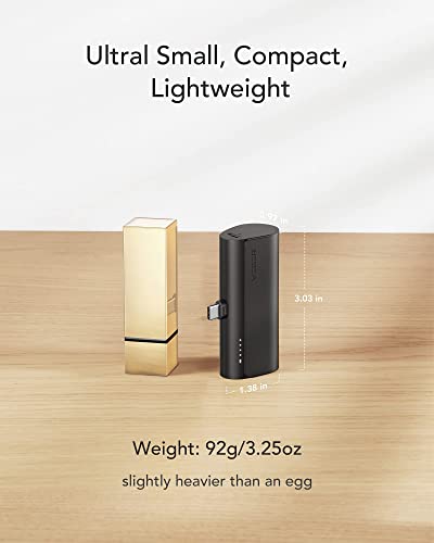 VEGER 5000mAh Mini Power Bank,20W Fast Charging Portable Charger USB C Battery Pack Compatible with USB C Phones Samsung Huawei Pixel and More,Black
