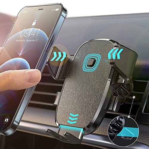 Car Phone Holder Mount, LISEN [2022 Upgrade Auto Locking] Phone Holder for Car with Hook Clip Air Vent Car Mount Universal Mobile Phone Mount Car Accessories Compatible with iPhone 13 Samsung and More