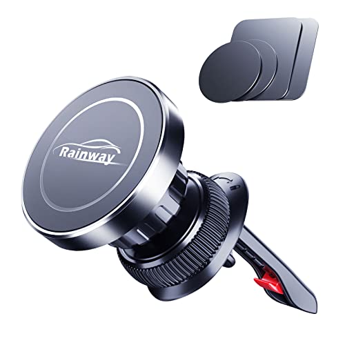 Rainway Magnetic Car Phone Holder, Upgrade Hook Magnetic Phone Car Mount with 6 Magnets, [360° Rotation] Air Vent Universal Mobile Phone Holder for Car Accessories,Compatible with iPhone,Samsung,etc.
