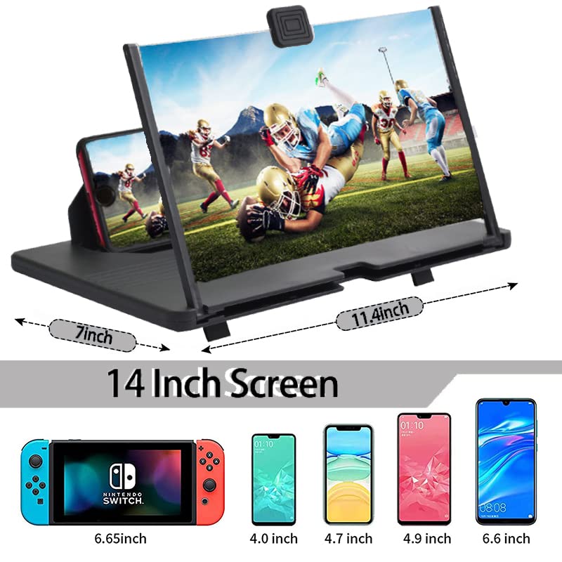 14 Inch Phone Screen Magnifier,Thin Foldable Mobile Phone Stand,HD 3D Blu-ray for Movies, Videos, and Gaming, Compatible with All Smartphones