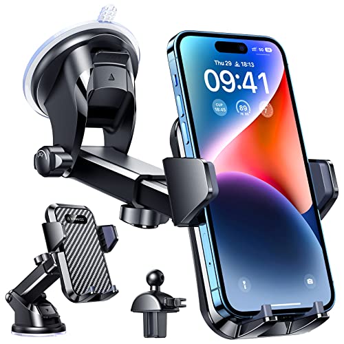 VANMASS Car Phone Holder 2023,【60+ LBS Strong Suction & Military Protection】Multi-Scene Mobile Phone Mount Cradle for Cars Van,【Patent & Safety Certs】Dash Window Vent for iPhone 14 13 Pro Max Samsung