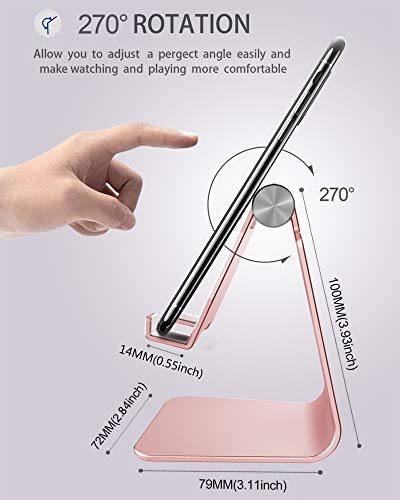 Lucrave Adjustable Cell Phone Stand, Phone Stand, Cradle, Dock, Holder, Aluminum Desktop Stand Compatible With Phone 13 12 11 Xs Max 8 7 6 6s Plus SE Charging, Accessories Desk, All Phones, Rose Gold