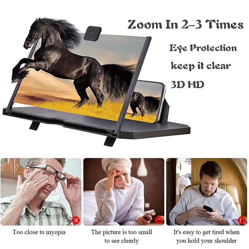 14 Inch Phone Screen Magnifier,Thin Foldable Mobile Phone Stand,HD 3D Blu-ray for Movies, Videos, and Gaming, Compatible with All Smartphones