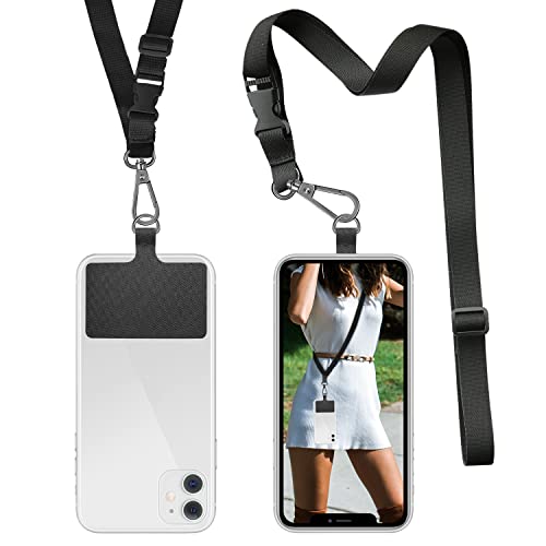 ROCONTRIP Crossbody Phone Lanyard Patch Neck Strap Lanyard with Detachable Neckstrap Compatible with Most Smartphone(Black)