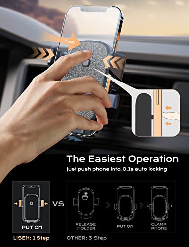 Car Phone Holder Mount, LISEN [2022 Upgrade Auto Locking] Phone Holder for Car with Hook Clip Air Vent Car Mount Universal Mobile Phone Mount Car Accessories Compatible with iPhone 13 Samsung and More