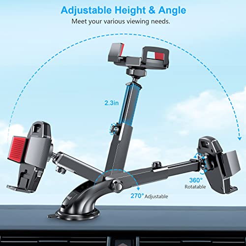 Beikell Car Phone Holder, Adjustable Car Phone Mount Cradle 360° Rotation - Phone Holder for Car with One Button Release and Strong Sticky Gel Pad for Mobile Phones from 4.7 to 6.7 inches-Red