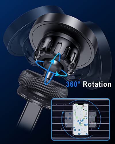 Rainway Magnetic Car Phone Holder, Upgrade Hook Magnetic Phone Car Mount with 6 Magnets, [360° Rotation] Air Vent Universal Mobile Phone Holder for Car Accessories,Compatible with iPhone,Samsung,etc.