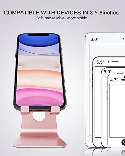 Lucrave Adjustable Cell Phone Stand, Phone Stand, Cradle, Dock, Holder, Aluminum Desktop Stand Compatible With Phone 13 12 11 Xs Max 8 7 6 6s Plus SE Charging, Accessories Desk, All Phones, Rose Gold