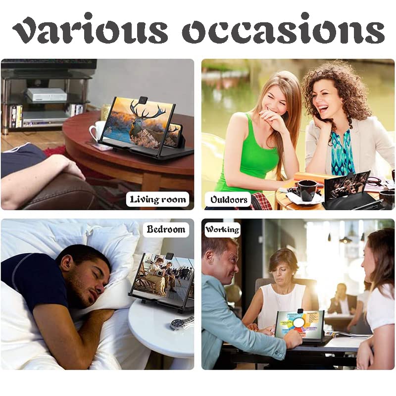 14 Inch Phone Screen Magnifier,Thin Foldable Mobile Phone Stand,HD 3D Blu-ray for Movies, Videos, and Gaming, Compatible with All Smartphones