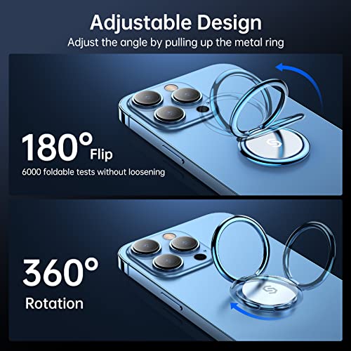 Syncwire Cell Phone Ring Holder Stand, 360 Degree Rotation Finger Ring Kickstand with Polished Metal Phone Grip for Magnetic Car Mount Compatible iPhone, Samsung,Pixel, Smartphone Accessories - Blue