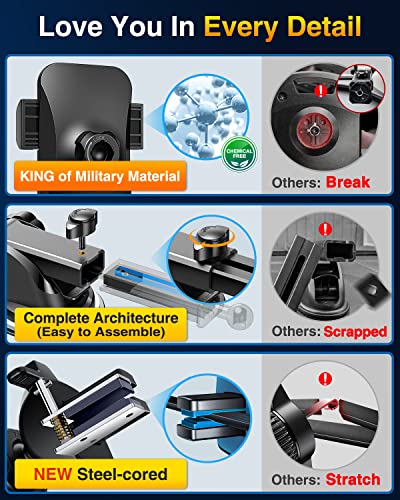 VANMASS Car Phone Holder 2023,【60+ LBS Strong Suction & Military Protection】Multi-Scene Mobile Phone Mount Cradle for Cars Van,【Patent & Safety Certs】Dash Window Vent for iPhone 14 13 Pro Max Samsung