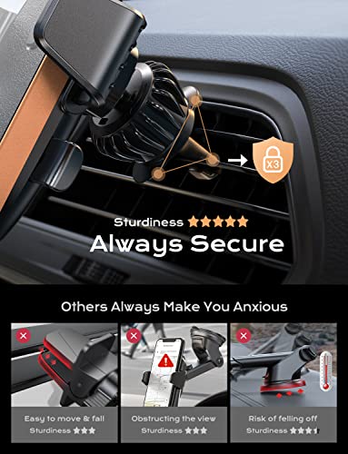 Car Phone Holder Mount, LISEN [2022 Upgrade Auto Locking] Phone Holder for Car with Hook Clip Air Vent Car Mount Universal Mobile Phone Mount Car Accessories Compatible with iPhone 13 Samsung and More